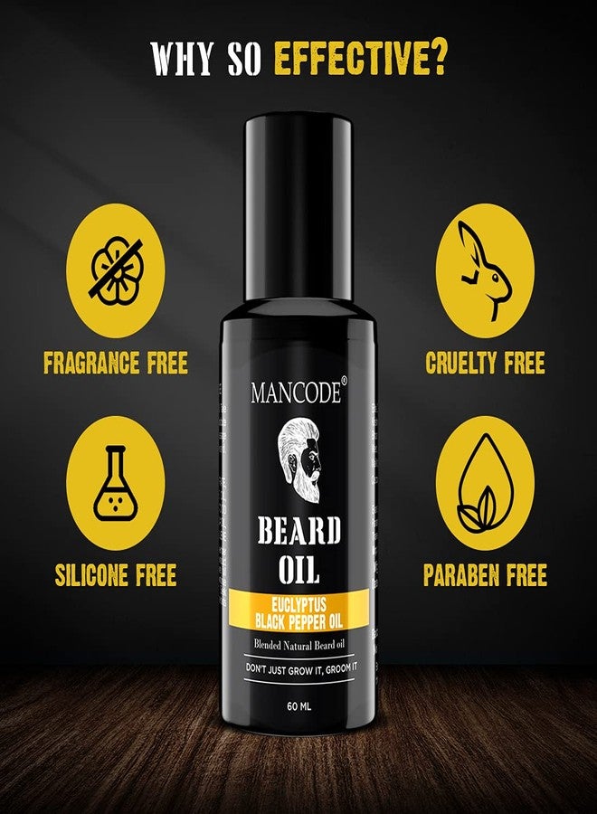 MAN CODE Mancode Beard & Hair Growth Oil, 60ml |With Eucalyptus & Black Pepper Natural Oils including Vitamin E Hair Oil for Thicker & Longer Beard | Beard Oil for Uneven, Patchy & Fast Beard Growth | Growth Oil for Stronger & Fuller Beard Hair - Image 2